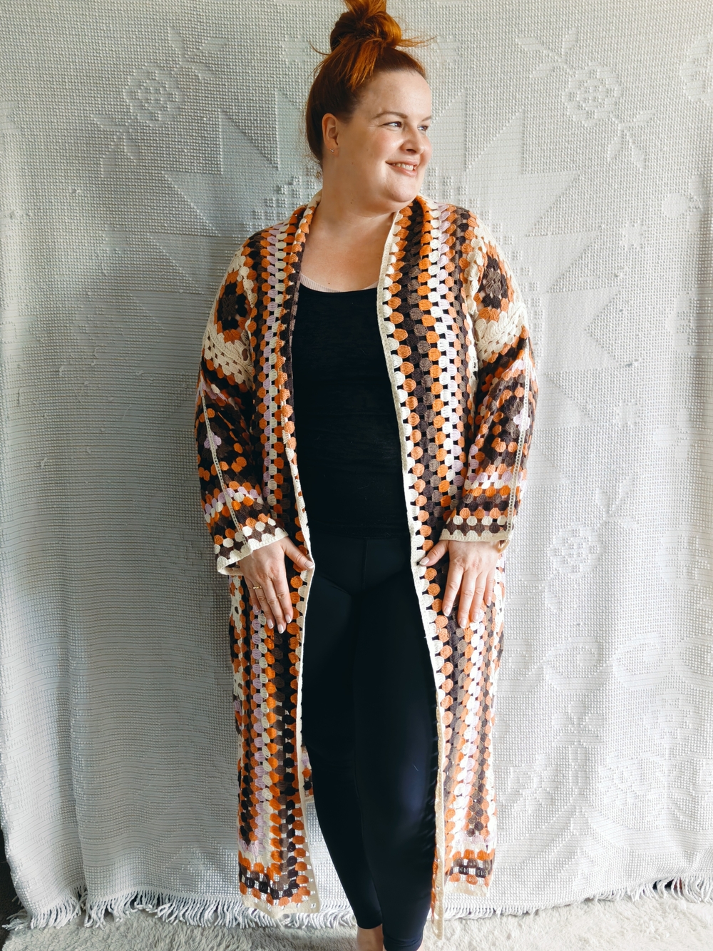 DREAMY 🌰Long Open-Front Crochet Cardigan